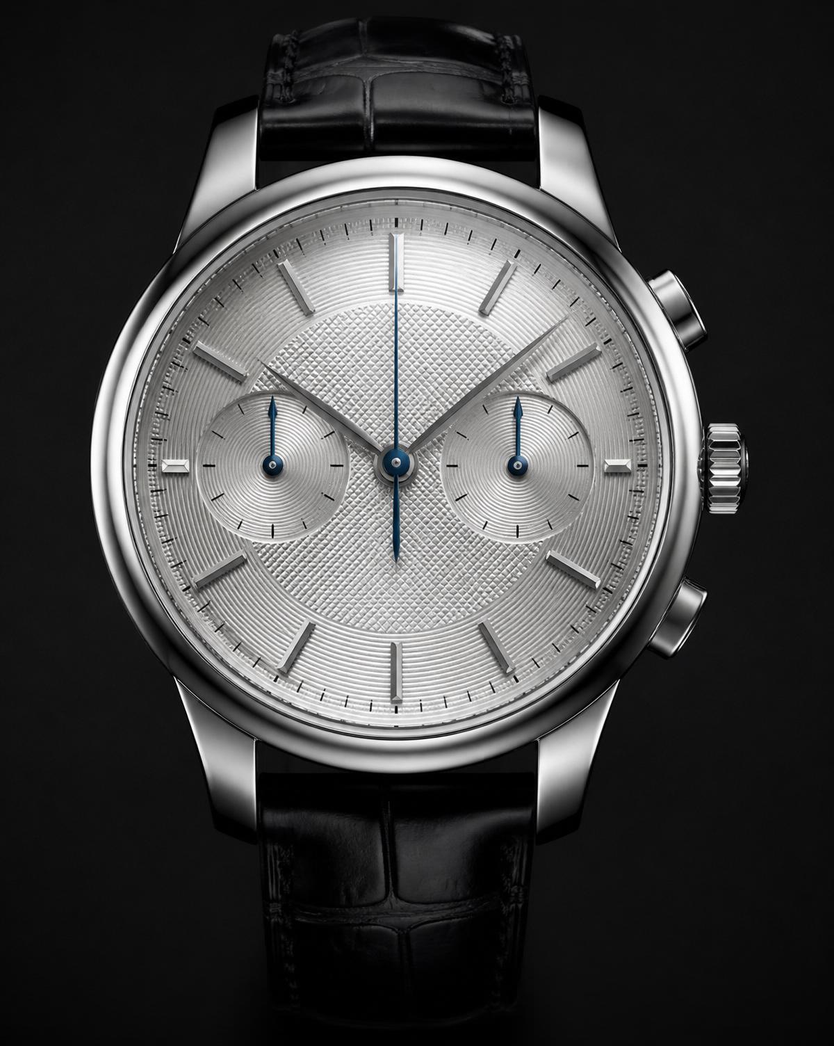 Méridien Chronographe — cadran argenté guilloché